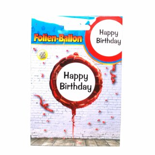 Folienballon - Ø 45 cm - Verkehrsschild Happy Birthday ungefüllt