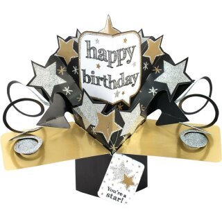 Pop Up Karte 3D "Happy Birthday you are a star" Glückwunschkarte Ballongewicht