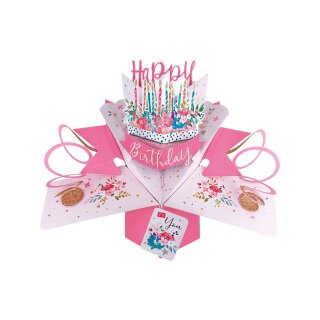 Pop Up Karte 3D "Happy Birthday to you Cake" Glückwunschkarte Ballongewicht