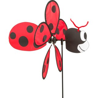Windspiel Marienkäfer schwarz/rot mit Stab Ladybug Höhe 65 cm, Breite 32 cm
