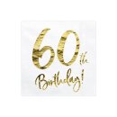 Servietten Geburtstag Zahl "60" weiß gold...