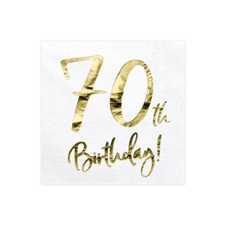 Servietten Geburtstag Zahl "70" weiß gold 20 Stück 3 lagig