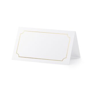 10 Tischkarten weiß goldener Rahmen Hochzeit Geburtstag Platzkarten Taufe