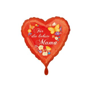 Folienballon - Ø 45cm - Für die liebste Mama Herz ungefüllt