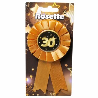 Rosette "30" Geburtstag Orden schwarz / gold Dekoration Geschenk Jubiläum