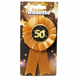 Rosette "50" Geburtstag Orden schwarz / gold Dekoration Geschenk Jubiläum