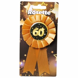 Rosette "60" Geburtstag Orden schwarz / gold Dekoration Geschenk Jubiläum