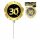 Mini Folienballon 3 Stück "30" schwarz / gold selbstaufblasend mit Halter Dekoration Geburtstag