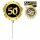 Mini Folienballon 3 Stück "50" schwarz / gold selbstaufblasend mit Halter Dekoration Geburtstag