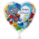 Folienballon - &Oslash; 45cm - Elefant Hurra Schule Herz...