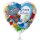Folienballon - Ø 45cm - Elefant Hurra Schule Herz Schulanfang herzförmig ungefüllt