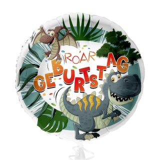 Folienballon - Ø 45cm - Geburtstag Dinosaurier rund ungefüllt