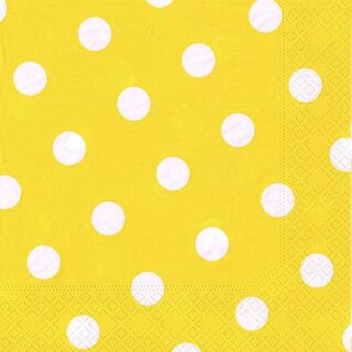 Servietten gelb "Dots" Punkte 20 Stück 40x40cm 3-lagig Tisch-Deko Dekorservietten